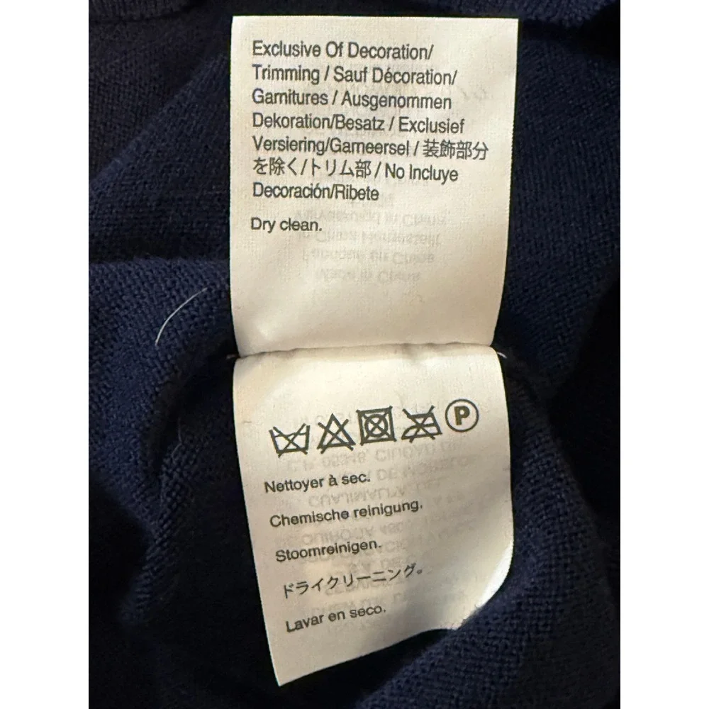 Abigail Borg for J. Crew Navy Blue 100% Merino Wool V-Neck Sweater size Small‎